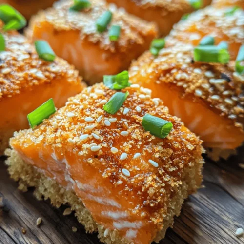 In the world of culinary delights, few dishes can match the appeal of Crispy Honey Garlic Salmon Bites. This recipe encapsulates the perfect blend of sweetness and savory flavors, making it not just a meal but an experience. The golden-brown bites of salmon, coated in a luscious honey garlic sauce, are not only visually appealing but also tantalizing to the taste buds. Whether you are looking for a quick weeknight dinner or an impressive appetizer for your next gathering, these salmon bites are sure to win hearts and stomachs alike.