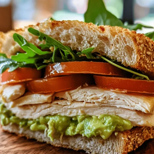 The Chicken Avocado Melt Sandwich is a deliciously satisfying meal that perfectly balances flavors and nutrition. This delightful sandwich blends tender, juicy chicken with creamy avocado, all melted together with cheese on your choice of bread. With the trend towards healthier eating, a sandwich like this offers a wholesome option that doesn't compromise on taste. The creamy richness of avocado, paired with the savory notes of chicken and the stringy goodness of melted cheese, creates a mouthwatering experience that appeals to both casual diners and health-conscious food lovers alike.