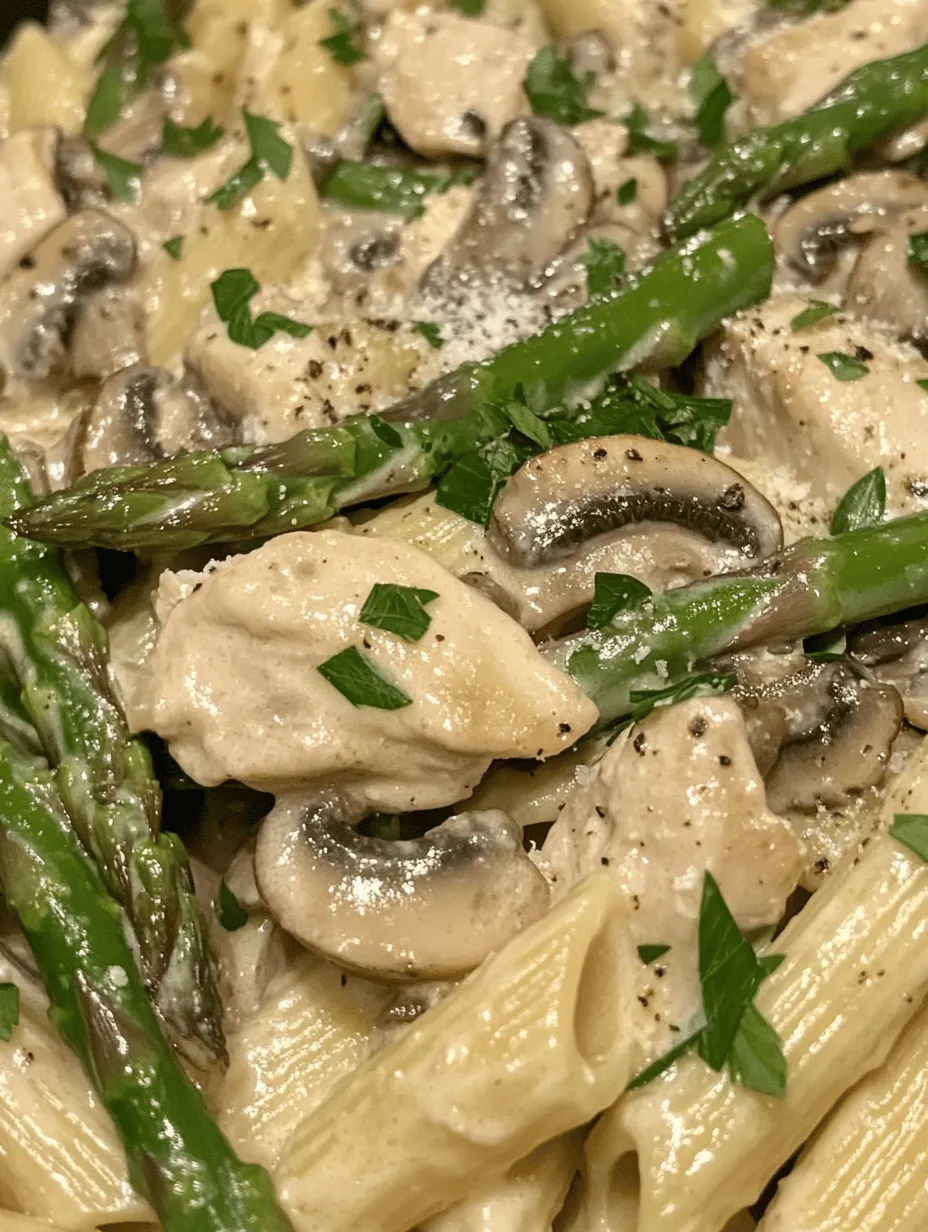 Welcome to a culinary journey that brings together the rich flavors of chicken, the earthiness of mushrooms, and the vibrant crunch of asparagus in a creamy pasta dish that is sure to tantalize your taste buds. Today, we are diving into a delightful recipe for Creamy Mushroom and Asparagus Chicken Penne. This dish is not only a feast for the eyes but also a wholesome meal that can be prepared in under an hour, making it an ideal choice for both weeknight dinners and special occasions.