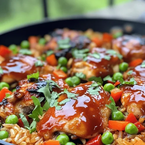 Welcome to the delightful world of One-Pan Honey BBQ Chicken Rice, a dish that combines the rich, smoky flavors of barbecue with the sweetness of honey in a wholesome, easy-to-make meal. This recipe is not only a treat for your taste buds but also a game-changer for your busy weeknights. With the demands of modern life, finding time to cook can be challenging, especially for families juggling work, school, and extracurricular activities. One-pan meals like this one save time on both preparation and cleanup, allowing you to enjoy a hearty dish without the hassle of multiple pots and pans.