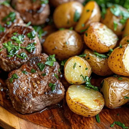 Garlic Butter Steak Bites and Potatoes is a dish that encapsulates the essence of comfort food while still allowing for a touch of gourmet flair. This recipe perfectly marries the robust flavors of tender steak, the hearty goodness of baby potatoes, and the aromatic allure of garlic butter. Not only is it a feast for the senses, but it also brings a delightful simplicity to your dinner table, making it the ideal choice for both casual weeknight meals and special occasions.