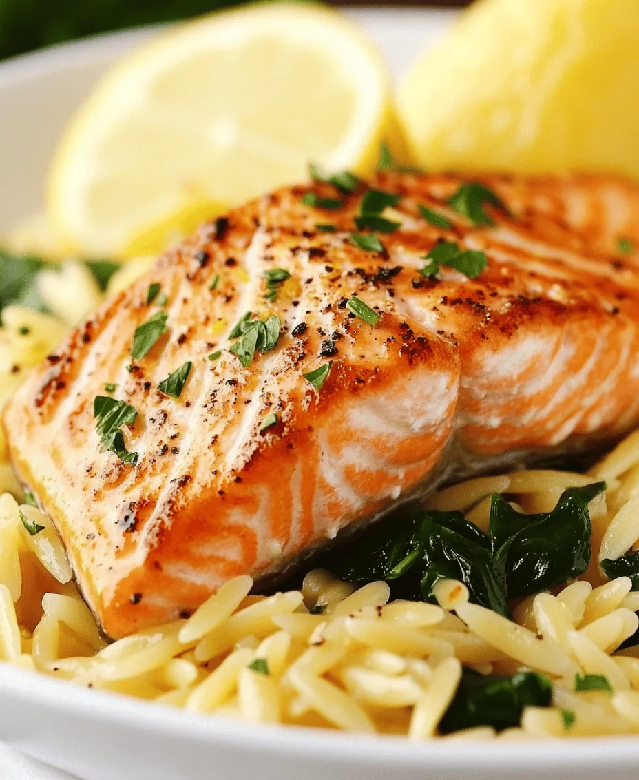 In today’s fast-paced world, the allure of one-skillet meals has never been stronger. They promise not only convenience but also a delightful burst of flavor and nutrition, making them an essential choice for both busy weeknights and cozy weekends. Among these culinary gems is the <strong>One Skillet Salmon with Lemon Orzo</strong>, a dish that encapsulates simplicity and elegance. With its vibrant flavors and wholesome ingredients, this recipe is not only a feast for the taste buds but also a nourishing option that fits perfectly into a balanced diet.” /></p>
</p>
<h2>Combining Ingredients</h2>
</p>
<p>Once all your ingredients are prepped, it’s time to bring them together for this delightful one-skillet salmon with lemon orzo. Start by placing your orzo in the skillet with the warm broth. This method ensures the orzo absorbs the flavors of the broth while cooking, resulting in a dish that’s anything but bland.</p>
</p>
<p>As you combine ingredients, remember that the key to a well-balanced dish lies in the order of additions. Begin by adding the orzo to the skillet, followed by the broth, and stir gently to ensure it is evenly distributed. Bring the mixture to a gentle simmer.</p>
</p>
<h3>Explanation of Simmering and Its Effects on Orzo Texture</h3>
</p>
<p>Simmering is crucial for cooking orzo properly. Unlike boiling, which can lead to a mushy texture, simmering allows the orzo to cook slowly and absorb the flavors of the broth without losing its integrity. Maintain a gentle simmer—this means tiny bubbles should rise to the surface without a rolling boil. A consistent simmer ensures the orzo becomes tender while remaining slightly al dente, providing a pleasing texture that complements the salmon beautifully.</p>
</p>
<h3>Incorporating Lemon Zest and Juice: Balancing Flavors Effectively</h3>
</p>
<p>As the orzo simmers, it’s time to elevate the dish with the bright, zesty flavors of lemon. Incorporate freshly grated lemon zest along with a splash of lemon juice into the orzo. The zest adds a concentrated lemon flavor that invigorates the dish, while the juice provides acidity that balances the richness of the salmon and the creaminess of the orzo.</p>
</p>
<p>Make sure to taste as you go; the key is to find the right balance. Adjust the amount of lemon juice based on your preference—some may enjoy a more pronounced lemon flavor while others may prefer a subtler touch.</p>
</p>
<h2>Cooking the Salmon</h2>
</p>
<p>With your orzo simmering away and absorbing all those wonderful flavors, it’s time to focus on your salmon.</p>
</p>
<h3>Techniques for Achieving Perfectly Cooked Salmon</h3>
</p>
<p>To achieve perfectly cooked salmon, it’s important to consider the thickness of the fillets. Generally, salmon fillets that are about 1-inch thick will cook perfectly in about 4-6 minutes per side. Start by seasoning the salmon fillets generously with salt and pepper. This not only enhances the flavor but also helps to form a delicious crust when seared.</p>
</p>
<p>Heat a tablespoon of olive oil in the same skillet where the orzo is cooking. Once the oil is shimmering, carefully place the salmon fillets skin-side down in the skillet. Allow them to cook undisturbed for a few minutes to develop a golden crust.</p>
</p>
<h3>Importance of Covering the Skillet for Even Cooking</h3>
</p>
<p>To ensure the salmon cooks evenly, cover the skillet with a lid after flipping the fillets. This technique traps steam, helping the salmon cook through while maintaining moisture. Keep an eye on the cooking time; you want the salmon to be just opaque and flaky. If you have a meat thermometer, the internal temperature should reach 145°F.</p>
</p>
<h2>Adding Spinach</h2>
</p>
<p>As the salmon nears completion, it’s the perfect time to add fresh spinach to the skillet.</p>
</p>
<h3>Nutritional Contributions of Spinach</h3>
</p>
<p>Spinach is a nutritional powerhouse, packed with vitamins A, C, and K, as well as iron and calcium. Incorporating it into your dish not only boosts flavor but also enhances its nutritional value. Spinach cooks down significantly, so don’t be alarmed by the large quantity you add to the skillet.</p>
</p>
<h3>Techniques for Ensuring Spinach Retains Its Vibrant Color and Nutrients</h3>
</p>
<p>To ensure the spinach retains its vibrant green color and nutrients, add it to the skillet just a minute or two before serving. Stir the spinach into the orzo and salmon mixture, allowing it to wilt gently. The residual heat from the skillet will cook the spinach perfectly without overcooking it, preserving its bright color and essential nutrients.</p>
</p>
<h2>Serving and Presentation</h2>
</p>
<p>Now that your one-skillet salmon with lemon orzo is ready, it’s time to plate this beautiful dish.</p>
</p>
<h3>Importance of Garnishing with Fresh Parsley and Lemon Slices</h3>
</p>
<p>Presentation is key when serving any dish, and this recipe is no exception. Garnish your dish with freshly chopped parsley and a few slices of lemon. The parsley adds a pop of color and freshness, while the lemon slices are not only decorative but also allow everyone to squeeze additional lemon juice over their servings if desired.</p>
</p>
<h3>Suggestions for Side Dishes or Complementary Flavors</h3>
</p>
<p>While this dish is satisfying on its own, consider serving it with a simple side salad or some roasted vegetables to round out the meal. A crisp green salad with a light vinaigrette can help balance the richness of the salmon and orzo. Alternatively, roasted asparagus or Brussels sprouts can add a deliciously earthy element to your plate.</p>
</p>
<h3>Creative Serving Ideas to Impress Guests</h3>
</p>
<p>If you’re looking to impress guests, serve the orzo and salmon in individual bowls, drizzling a bit of extra virgin olive oil on top for added richness. Consider adding a sprinkle of feta cheese for a Mediterranean twist, or a dash of crushed red pepper for those who like a little heat. These simple touches can elevate your dish and add flair to your presentation.</p>
</p>
<h2>Nutritional Breakdown</h2>
</p>
<p>Understanding the nutritional content of your dish can help you appreciate it even more.</p>
</p>
<h3>Overview of Calories and Nutritional Content per Serving</h3>
</p>
<p>A serving of this one-skillet salmon with lemon orzo typically contains about 450-500 calories, depending on the specific quantities of ingredients used. The dish is well-balanced, offering a good mix of proteins, carbs, and healthy fats.</p>
</p>
<h3>Health Benefits of the Main Ingredients</h3>
</p>
<p>– <strong>Salmon</strong>: Rich in omega-3 fatty acids, salmon is known for its heart health benefits and is an excellent source of protein.</p>
<p>– <strong>Orzo</strong>: A great source of carbohydrates, orzo provides energy and is often enriched with vitamins and minerals.</p>
<p>– <strong>Spinach</strong>: As mentioned earlier, spinach is loaded with vitamins and minerals, making it a stellar addition to any dish.</p>
</p>
<h3>How This Dish Fits into Various Dietary Lifestyles</h3>
</p>
<p>This one-skillet recipe fits well into various dietary lifestyles, including Mediterranean and high-protein diets. The combination of healthy fats from the salmon, complex carbohydrates from the orzo, and abundant vegetables makes it a nutritious option for anyone looking to eat healthier without sacrificing flavor.</p>
</p>
<h2>Conclusion</h2>
</p>
<p>In summary, this one-skillet salmon with lemon orzo is a fantastic dish that combines ease of preparation with an explosion of flavors. It’s nutritious, visually appealing, and perfect for both weeknight dinners and special occasions. The dish is a testament to the joy of cooking—bringing together simple ingredients to create something truly delightful.</p>
</p>
<p>We encourage you to try this recipe and make it your own. Feel free to experiment with the flavors, perhaps adding your favorite herbs or substituting different greens. Cooking is all about personal expression, and sharing meals with loved ones is one of life’s greatest joys. Enjoy the process, relish the flavors, and savor the moments spent around the table!</p>
<div id=
