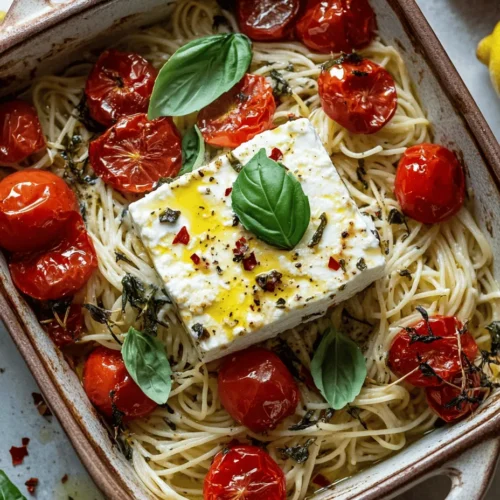 Feta Fiesta Pasta is more than just a meal; it’s an experience. The creamy feta melts into the pasta, creating a rich sauce that clings to each piece, while the roasted cherry tomatoes add a burst of sweetness and acidity. This dish is not just visually stunning but also incredibly easy to make, making it an ideal choice for both novice cooks and seasoned chefs. The combination of flavors and textures makes it a standout option for gatherings, where it can serve as a main course or a side dish.
