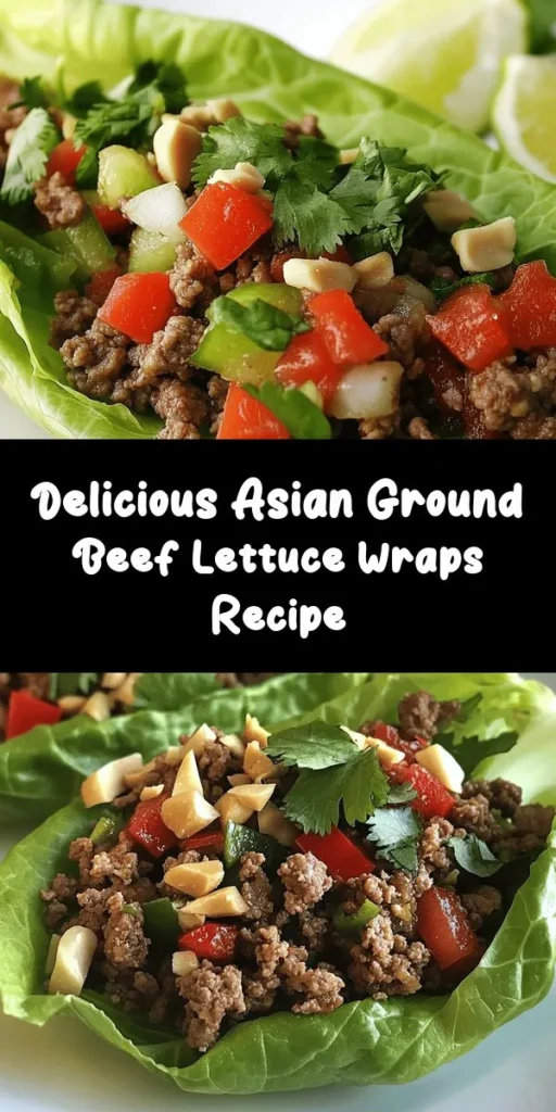 These Asian-Style Ground Beef Lettuce Wraps are the perfect blend of flavors and textures for a delicious weeknight dinner or appetizer! Made with lean ground beef, fresh veggies, and flavorful sauces, they come together in just 30 minutes. Simply scoop the savory mixture into crisp lettuce leaves, garnish with green onions, cilantro, and peanuts, and serve with lime wedges for a zesty finish. Enjoy this healthy and tasty dish that everyone will love!