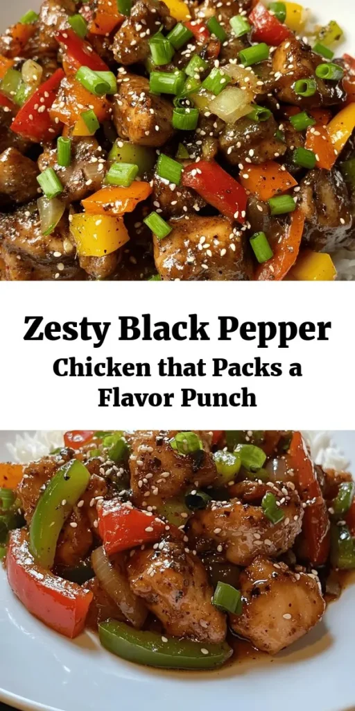 Elevate your dinner game with this Spicy Black Pepper Chicken Delight! This easy recipe features marinated chicken thighs stir-fried with colorful bell peppers, onions, and a flavorful black pepper sauce. Ready in just 30 minutes, it’s perfect for a weeknight meal or entertaining guests. Garnish with green onions and sesame seeds for an extra touch, and serve over fluffy white rice. Enjoy a deliciously spicy and savory treat that everyone will love!