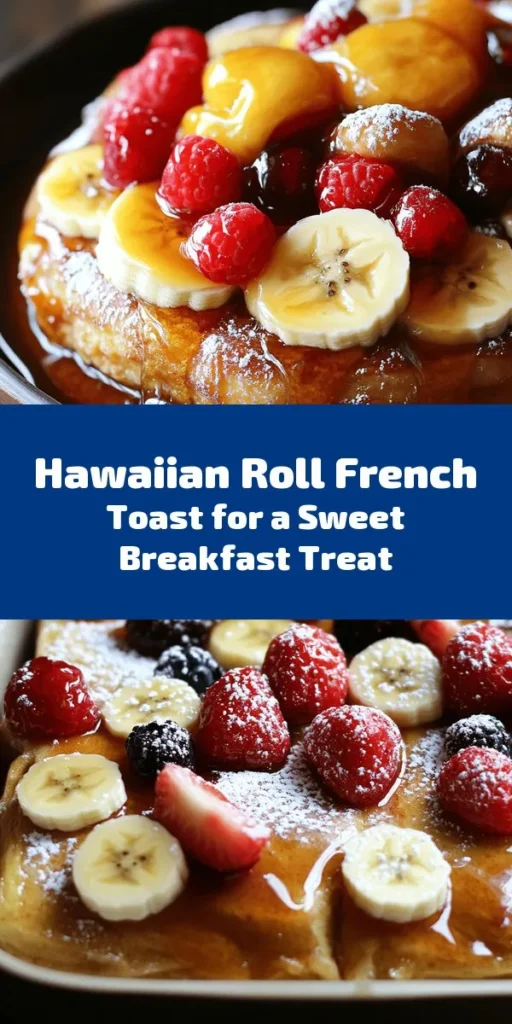 Indulge in a tropical breakfast with this Hawaiian Roll French Toast Delight! Made with soft, sweet Hawaiian rolls, this recipe is incredibly easy and perfect for sharing. Simply soak the rolls in a creamy egg mixture spiced with cinnamon and nutmeg, then cook until golden brown. Serve with maple syrup, fresh fruit, and a sprinkle of powdered sugar for a delicious twist on a classic breakfast. Ideal for brunch or a cozy family morning!