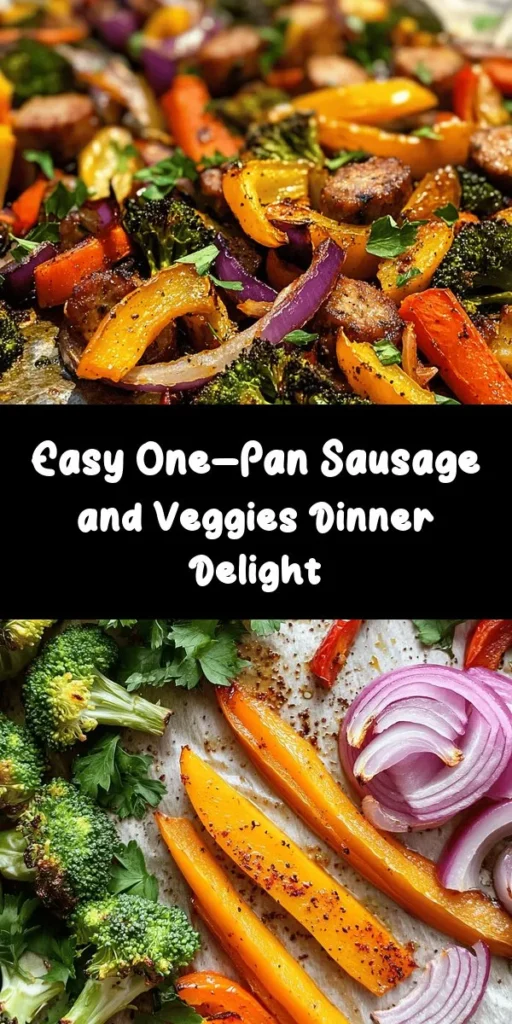 Get ready for a flavor-packed meal with this One-Pan Sausage & Veggie Festival! Using just one sheet pan, you’ll roast Italian sausage with colorful bell peppers, broccoli, red onion, and baby carrots, all seasoned to perfection. This easy recipe is not only delicious but also quick to prepare, taking just 40 minutes from start to finish. Perfect for busy weeknights or a weekend gathering. Serve warm and enjoy the tasty goodness!