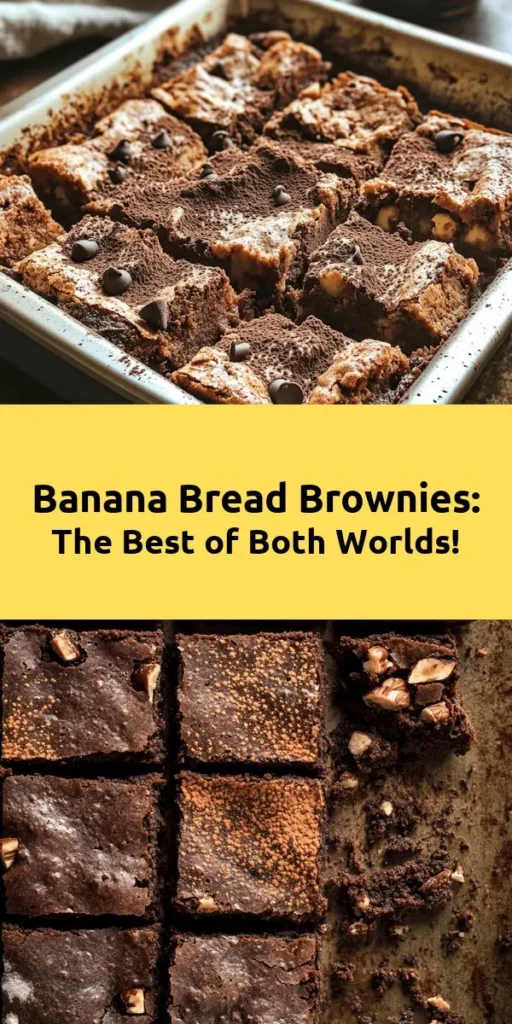 Indulge in these delicious Banana Bread Brownies that combine the best of both worlds! Soft, moist, and packed with flavor, this recipe features ripe bananas, rich cocoa powder, and a hint of vanilla. With chocolate chips and optional walnuts, every bite is a treat. Perfect for satisfying your sweet tooth or impressing guests, they’re simple to make in just about 40 minutes. Enjoy a slice today!