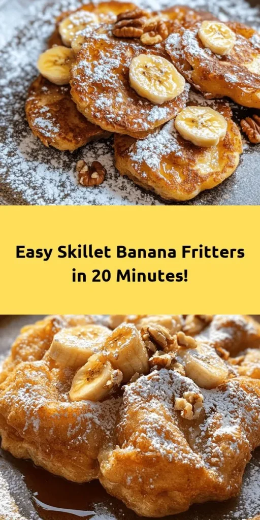 Indulge in these delightful skillet banana fritters that are quick and easy to make! With just a few ripe bananas, flour, sugar, and spices, you can whip up this fluffy treat in no time. Perfect for breakfast or a sweet snack, these fritters are cooked to golden perfection and can be served warm with a sprinkle of powdered sugar or a drizzle of honey or maple syrup. Don’t forget to customize with your favorite nuts for added crunch! Enjoy!