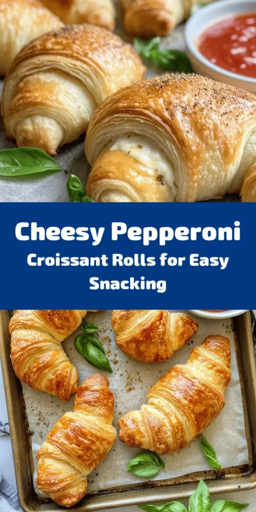 Indulge in these delicious Mozzarella Pepperoni Croissant Rolls that are perfect for a snack or appetizer! Made with simple ingredients like crescent roll dough, gooey mozzarella, and zesty pepperoni, they're easy to whip up. Just roll, bake, and enjoy the golden, cheesy perfection in under 30 minutes. Serve with marinara sauce for dipping and garnish with fresh basil for a burst of flavor. Perfect for game nights or gatherings!