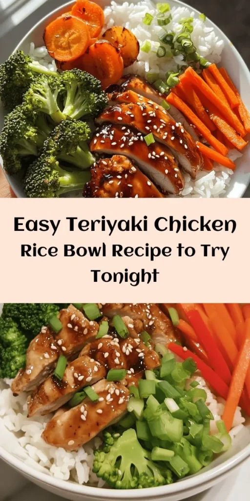 Enjoy a delicious and easy Teriyaki Chicken Rice Bowl that will satisfy your cravings! This flavorful meal features tender chicken thighs, vibrant broccoli, red bell peppers, and carrots tossed in a homemade teriyaki sauce. Served over fluffy jasmine rice, it's topped with fresh green onions and sesame seeds for that perfect crunch. Ready in just 30 minutes, it's an ideal weeknight dinner that the whole family will love. Give it a try!
