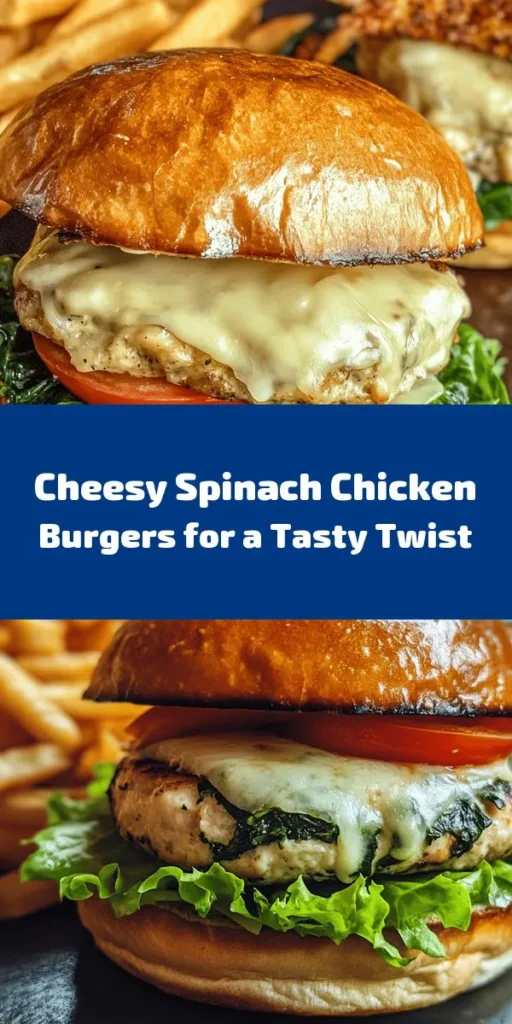 Elevate your burger night with these delicious White Cheddar and Spinach Chicken Burgers! Perfectly seasoned ground chicken mixed with fresh spinach and creamy white cheddar creates a juicy, flavorful patty that's easy to cook. In just 30 minutes, you can serve these yummy burgers topped with lettuce and tomato, making for a wholesome meal everyone will love. Pair with your favorite fries or salad for a satisfying dinner. Give this recipe a try and enjoy a healthy twist on a classic favorite!