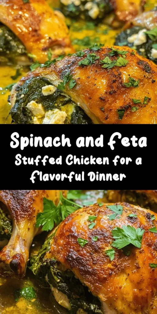 Indulge in this delicious Savory Spinach and Feta Stuffed Chicken Breast! This recipe features tender chicken breasts filled with a creamy mixture of fresh spinach, tangy feta, and rich cream cheese, all seasoned to perfection. Easy to prepare, these stuffed chicken breasts are seared for a golden crust and then baked to juicy perfection. Perfect for a weeknight dinner or special occasion, serve them up garnished with fresh parsley for an elegant touch!