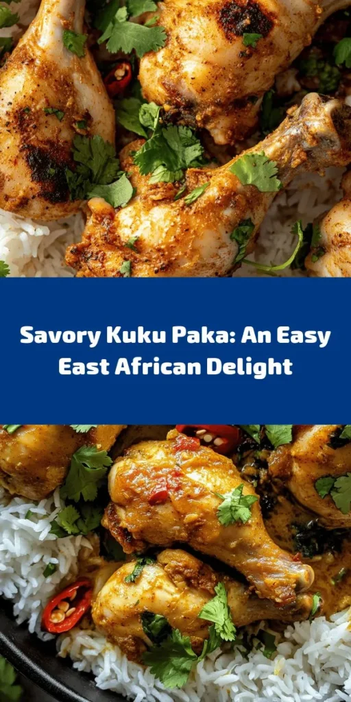 Experience the rich flavors of East Africa with this delicious Kuku Paka recipe! This coconut chicken dish features marinated chicken cooked with aromatic spices, garlic, and ginger, simmered in creamy coconut milk and pureed tomatoes. Serve it over cooked rice or with ugali for a comforting meal that’s perfect for sharing. Quick to prepare and incredibly satisfying, this dish will transport your taste buds to tropical paradise. Enjoy a taste of tradition with every bite!