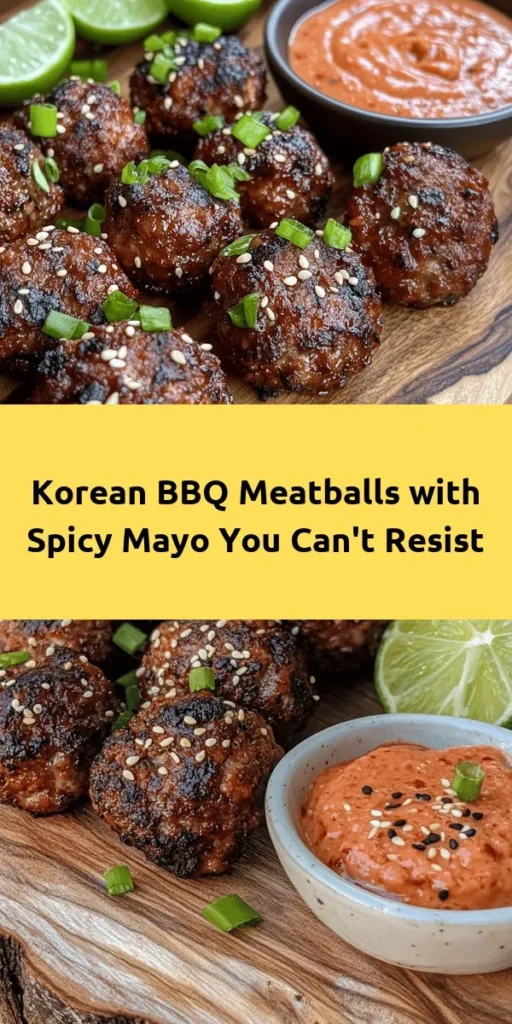 Get ready to indulge in these flavorful Korean BBQ Meatballs that are perfect for any gathering! Made with a delicious blend of ground beef or pork, Panko breadcrumbs, and savory seasonings, these bite-sized treats are baked to perfection. Serve them with an easy spicy mayo dip that adds a tangy kick. This recipe is simple to follow, making it a great choice for weeknight dinners or party appetizers. Enjoy a taste of Korea right at home!