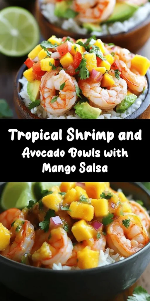 Elevate your meal game with these delicious Shrimp and Avocado Bowls topped with vibrant Mango Salsa and a zesty Lime-Chili Sauce. Juicy shrimp marinated in garlic and spices, paired with creamy avocado and fresh mango, create a perfect balance of flavors. Quick to prepare in just 40 minutes, these bowls are nutritious, colorful, and customizable with your favorite rice. Perfect for a healthy lunch or dinner that will impress your guests!