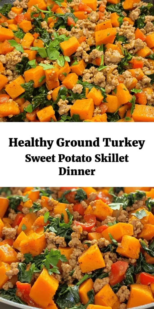 Savor the comforting flavors of this Ground Turkey Sweet Potato Skillet! Packed with protein and nutrients, this simple one-pan meal features tender sweet potatoes, lean ground turkey, and vibrant veggies like spinach and bell pepper. Seasoned with cumin and smoked paprika, it's a deliciously healthy option for weeknight dinners. Ready in just 30 minutes, this recipe serves four and is perfect for busy families. Enjoy a savory bite that everyone will love!