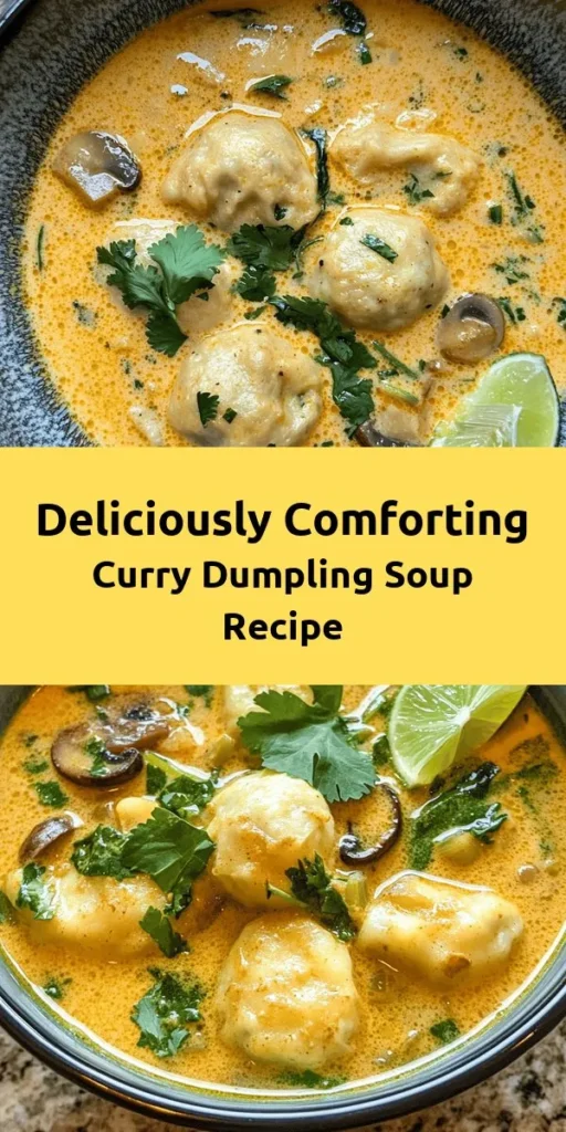 Warm up with this delicious Best Curry Dumpling Soup! Perfectly crafted dumplings filled with a flavorful blend of mashed potatoes, scallions, and spices are combined with a creamy coconut broth enriched with red curry paste. Topped with fresh spinach and mushrooms, this soup is a comforting meal that bursts with flavor in every bite. It's easy to make and perfect for sharing. Try it out for a cozy dinner in under an hour!