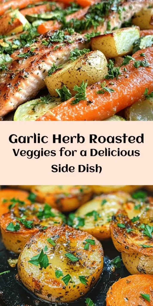 Elevate your veggie game with these Garlic Herb Roasted Potatoes, Carrots, and Zucchini! This easy recipe brings together hearty potatoes, sweet carrots, and tender zucchini, all tossed in a flavorful garlic and herb mixture. Perfectly roasted until golden brown, this dish makes a delicious side for any meal or a tasty standalone treat. Enjoy in just 45 minutes and impress family and friends with this colorful, healthy option. Don't forget to sprinkle with fresh parsley for that extra touch!
