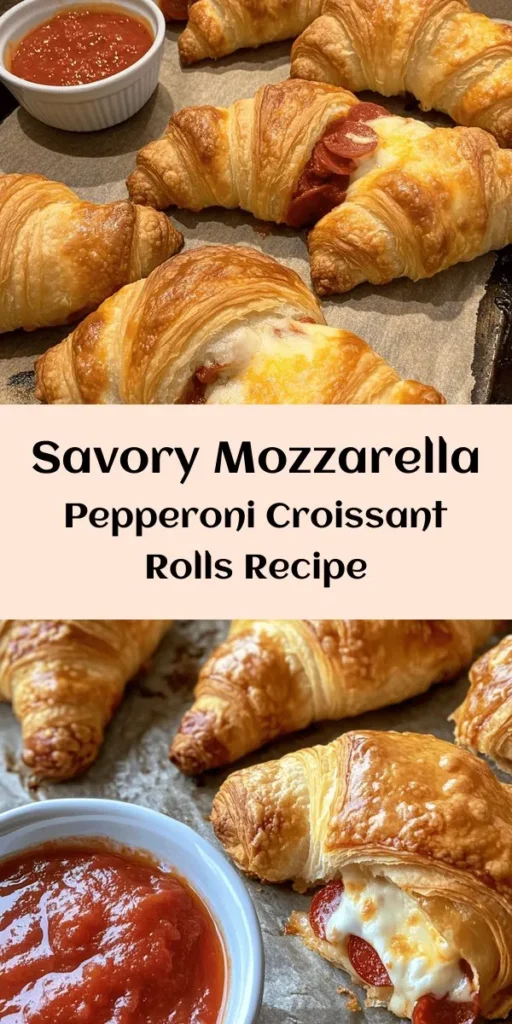 Elevate your snack game with these delicious Mozzarella Pepperoni Croissant Rolls! Perfect for a quick appetizer or a fun party treat, these easy-to-make rolls are filled with a cheesy pepperoni mix and baked to golden perfection. With just a few simple ingredients like crescent roll dough, mozzarella, and mini pepperoni, you’ll have a savory bite in just 30 minutes. Pair them with marinara sauce for dipping and watch them disappear!