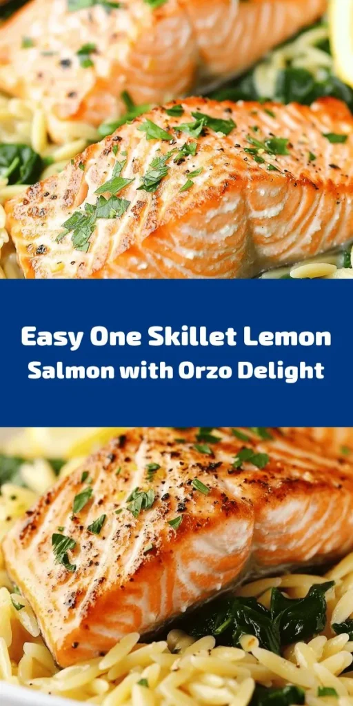 Discover the delightful ease of One Skillet Salmon with Lemon Orzo! In just 30 minutes, you can whip up this scrumptious dish featuring tender salmon fillets served over a zesty orzo pasta infused with garlic, shallots, and fresh spinach. This meal is not only delicious but also looks stunning on the plate. Perfect for a cozy dinner, it’s fast, flavorful, and requires minimal cleanup. Garnish with parsley and lemon slices for that irresistible finishing touch!