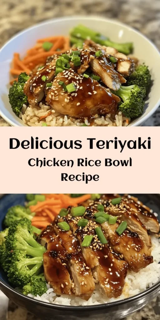 Dive into this delicious Teriyaki Chicken Rice Bowl—a perfect blend of savory flavors and nutrition! With tender chicken thighs marinated in a sweet and tangy sauce, perfectly cooked Japanese rice, and vibrant veggies like broccoli and carrots, this dish is as satisfying as it is easy to make. Ready in just an hour, it's ideal for a cozy dinner at home. Garnish with green onions and sesame seeds for an extra touch! Enjoy a taste of Japan today!