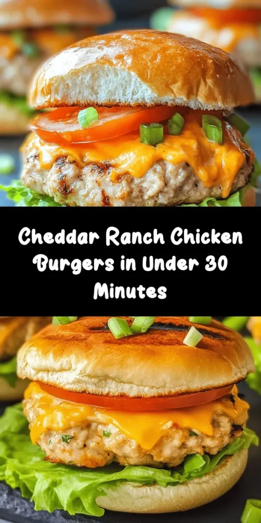 Get ready to savor these Easy Cheddar Ranch Chicken Burgers! In just 25 minutes, you can whip up juicy ground chicken patties mixed with sharp cheddar, ranch dressing, and fresh green onions. Perfect for a quick weeknight dinner or a weekend BBQ, these burgers are packed with flavor and easy to customize with your favorite toppings. Serve them on toasted buns for a delicious twist on a classic favorite. Enjoy!
