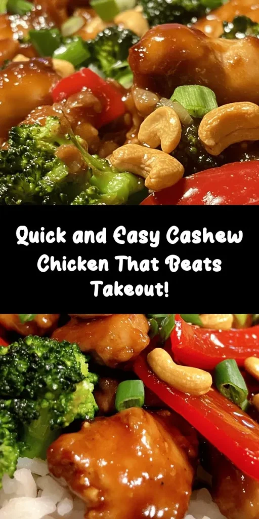 Craving something delicious yet healthier than takeout? Try this Better-Than-Takeout Cashew Chicken! Made with tender chicken, colorful veggies, and crunchy cashews, it's easy to whip up in just 30 minutes. Marinate your chicken, stir-fry with fresh ingredients, and toss it all together with mouthwatering sauces. Serve over fluffy jasmine rice for a satisfying meal that your family will love. Perfect for busy weeknights!