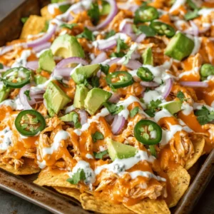 If you're in search of an appetizer that combines bold flavors with irresistible textures, look no further than Spicy Buffalo Chicken Nachos. This dish is a perfect harmony of tender, shredded chicken, zesty buffalo sauce, crispy tortilla chips, and a generous layer of melted cheese, making it an ideal choice for game days, parties, or cozy nights in. Whether you're cheering on your favorite team or simply indulging in a delicious snack, these nachos are guaranteed to be a hit.