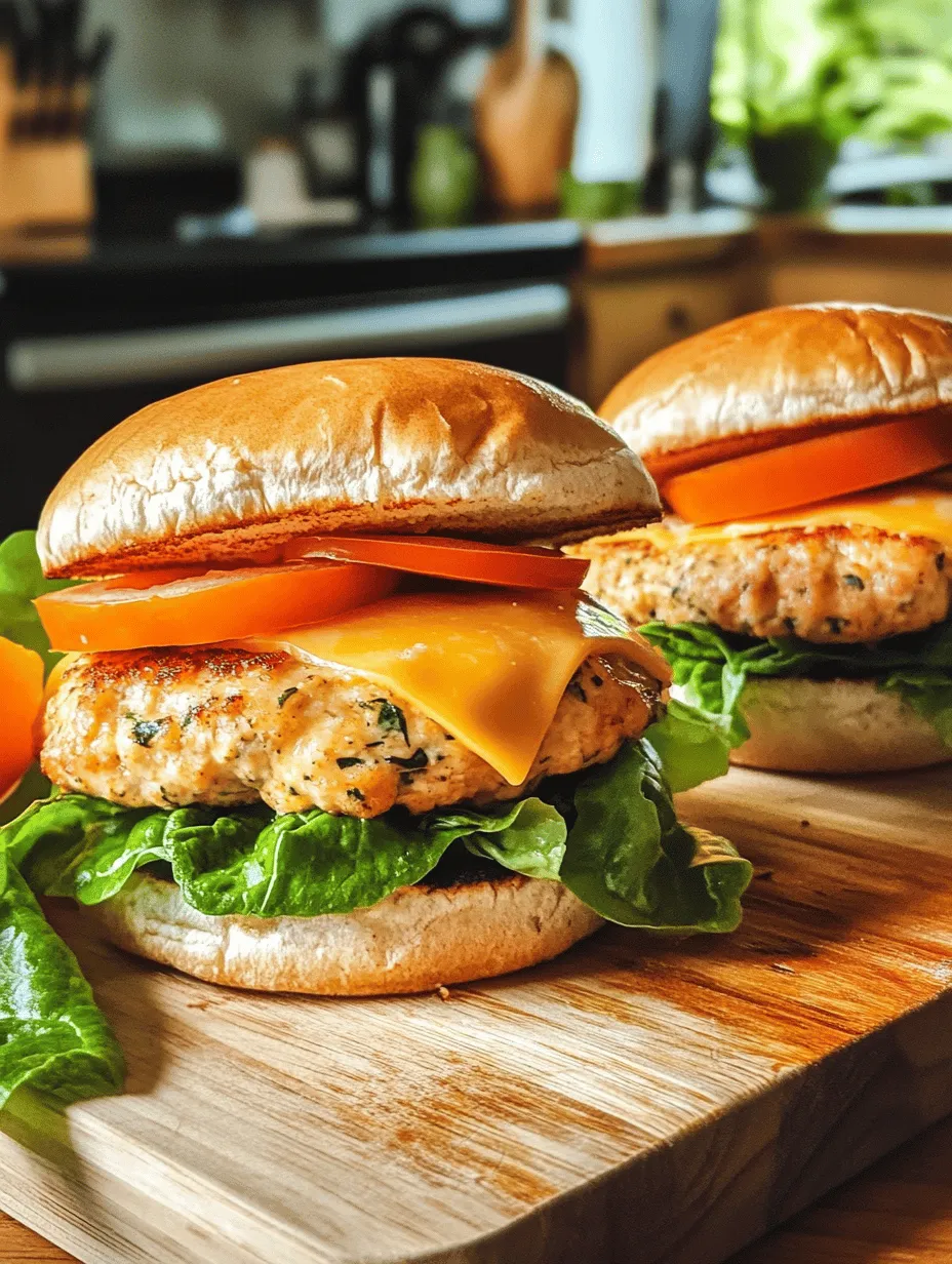 The combination of white cheddar cheese and fresh spinach in these chicken burgers creates a mouthwatering flavor profile that is sure to please even the pickiest eaters. White cheddar, known for its rich and creamy texture, complements the lean ground chicken beautifully, while the spinach adds a vibrant color and a hint of earthiness. This recipe is perfect for those who want to enjoy a burger without the heaviness that often comes with beef.