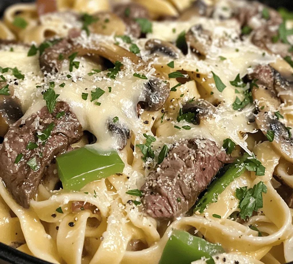 The Philly Cheese Steak Pasta Delight is an innovative culinary creation that marries the iconic flavors of the beloved Philly cheesesteak sandwich with the comforting texture of pasta. This dish offers a delightful twist that transforms the classic into a hearty, satisfying meal, perfect for both weeknight dinners and special occasions. The combination of tender beef, sautéed vegetables, creamy sauce, and gooey cheese makes this recipe a favorite for cheese lovers and pasta aficionados alike.