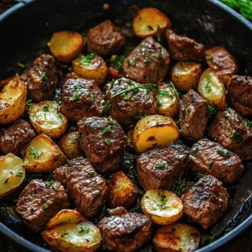 In the world of culinary delights, few combinations rival the rich, savory flavors of sizzling steak and crispy potatoes. Among the many dishes that showcase this pairing, Sizzling Garlic Butter Steak Bites & Crispy Potatoes stands out as a perfect harmony of textures and tastes. This recipe seamlessly blends tender sirloin steak with perfectly cooked potatoes, all enhanced by a luxurious garlic butter sauce that tantalizes the taste buds. Whether you’re planning a weeknight dinner to unwind after a long day or preparing a special meal for loved ones, this dish promises to impress both your family and guests.