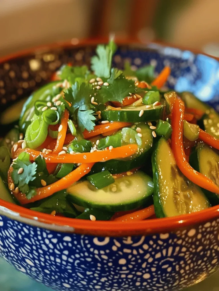 Asian cuisine is renowned for its intricate flavors and use of fresh ingredients, making it a favorite among food enthusiasts around the globe. The Zesty Asian Cucumber Salad showcases this culinary tradition, embracing the harmony of taste and nutrition. With a combination of sweet, salty, and tangy elements, this salad is a testament to the vibrant palate of Asian culinary arts.
