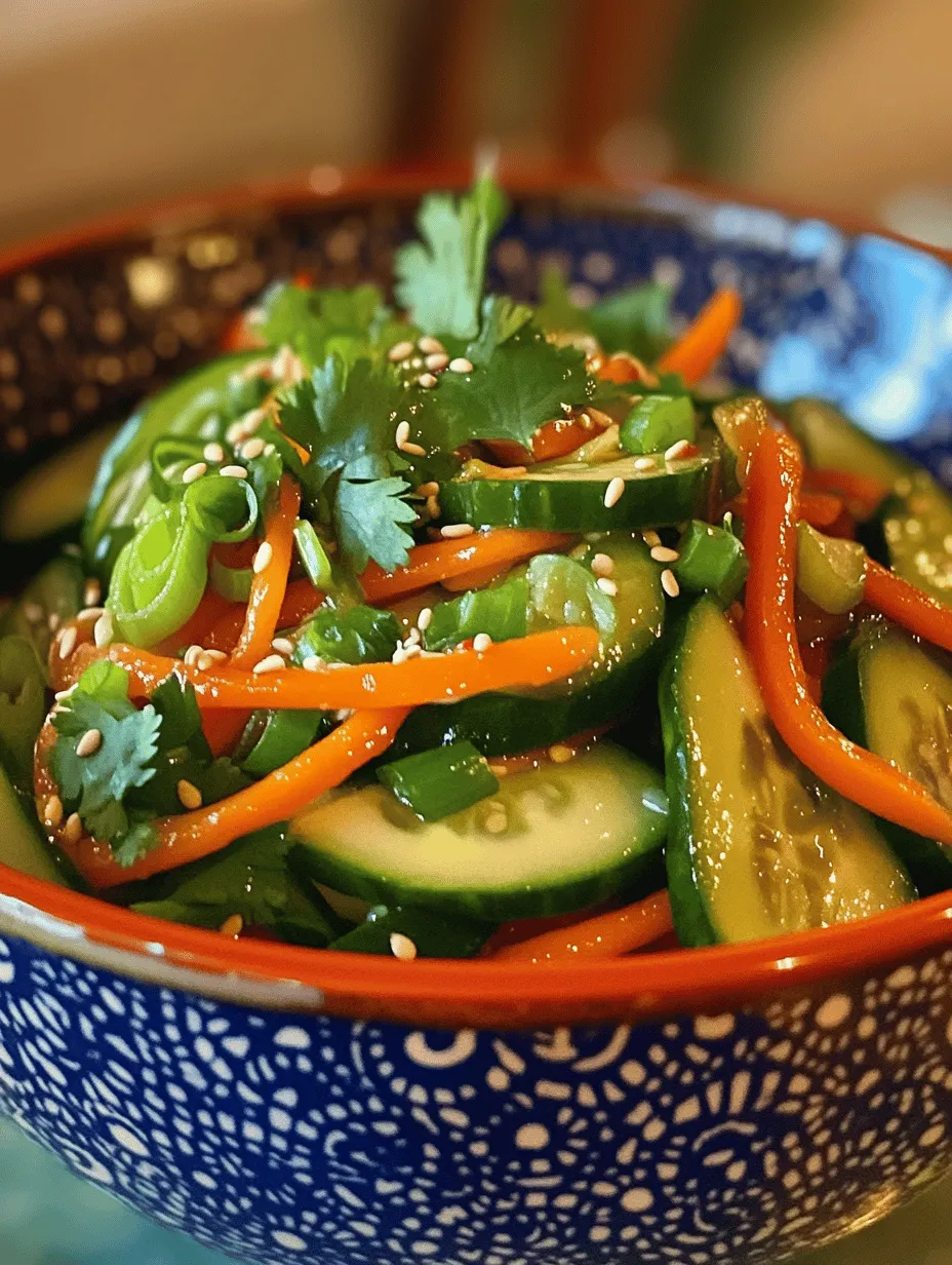 Asian cuisine is renowned for its intricate flavors and use of fresh ingredients, making it a favorite among food enthusiasts around the globe. The Zesty Asian Cucumber Salad showcases this culinary tradition, embracing the harmony of taste and nutrition. With a combination of sweet, salty, and tangy elements, this salad is a testament to the vibrant palate of Asian culinary arts.