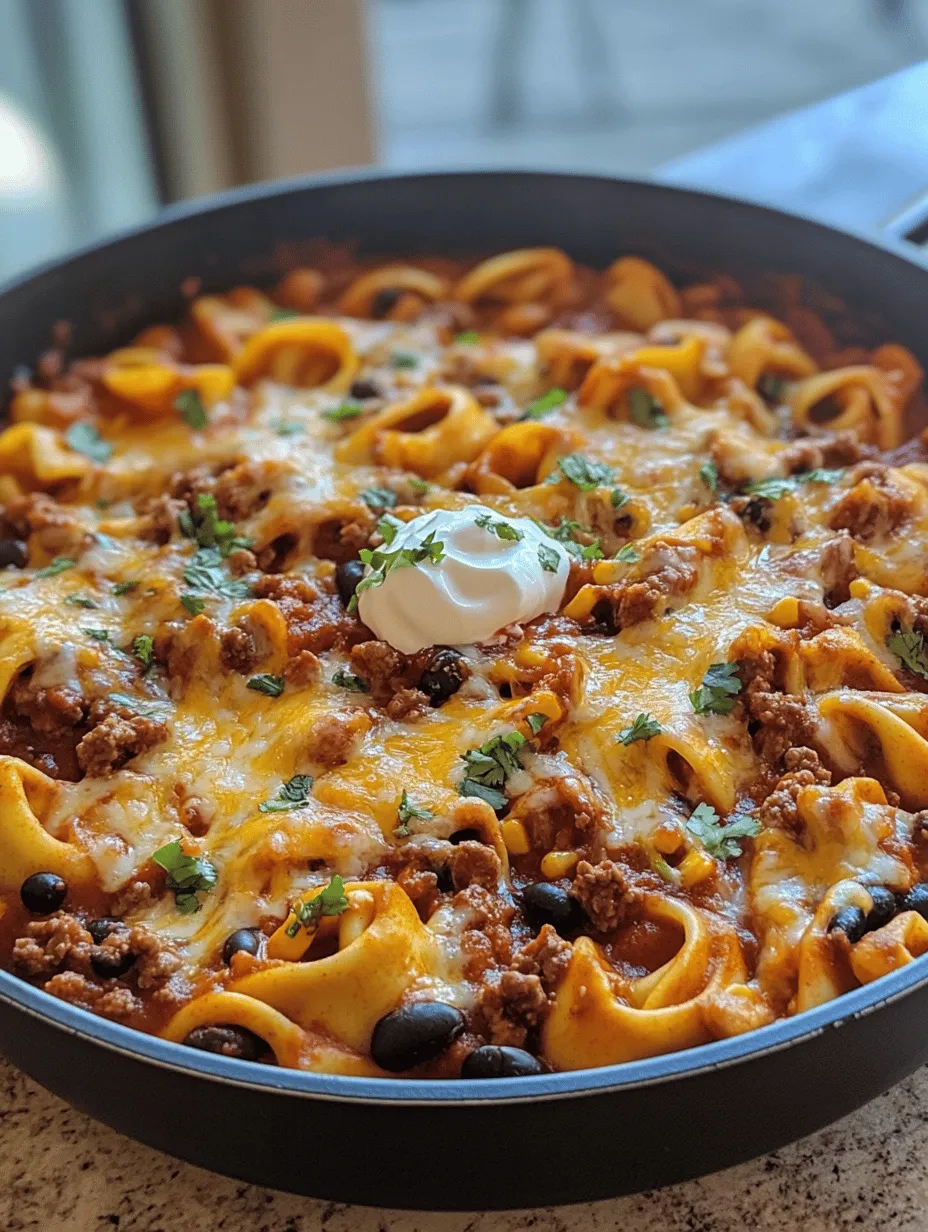 In the world of culinary fusion, few dishes manage to capture the imagination quite like Cheesy Beef Enchilada Tortellini. This innovative recipe marries the comforting essence of traditional Italian tortellini with the bold, vibrant flavors of Mexican enchiladas, creating a dish that is not only hearty and satisfying but also bursting with taste. The combination of cheese-filled pasta enveloped in a savory enchilada sauce presents a delightful twist on two beloved cuisines, making it a must-try for food enthusiasts and home cooks alike.