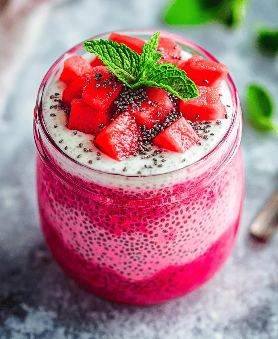 As the seasons change and the sun shines brighter, nothing embodies the essence of summer quite like a refreshing breakfast that celebrates the juicy sweetness of watermelon. The <strong>Refreshing Watermelon Chia Pudding Breakfast Jar</strong> is not only a feast for the eyes but also a nourishing start to your day. This vibrant dish combines the delightful flavors of watermelon with the nutritional powerhouse that is chia seeds, creating a breakfast option that is both delicious and satisfying.” /></p>
</p>
<h3>Preparing the Watermelon Puree</h3>
</p>
<p>To create the watermelon puree, start by selecting a ripe, sweet watermelon. A good watermelon is heavy for its size and has a uniform shape. Begin by cutting the watermelon into manageable pieces, removing the rind and any seeds. For optimal texture, use a high-speed blender to puree the watermelon flesh until smooth. If you prefer a thinner consistency, you might want to add a splash of water or coconut water during blending.</p>
</p>
<p>Once thoroughly blended, it’s essential to strain the puree to achieve a silky texture for your pudding. Place a fine-mesh strainer over a bowl and pour the blended watermelon through it. Use a spatula or the back of a spoon to press down and extract as much juice as possible, leaving behind any pulp. This step ensures that your watermelon chia pudding remains light and creamy, enhancing the overall mouthfeel of the dish.</p>
</p>
<h3>Creating the Chia Pudding Base</h3>
</p>
<p>The chia pudding base is where the magic happens. Chia seeds are packed with nutrients and when combined with liquid, they expand and form a gel-like consistency. In a mixing bowl, combine your strained watermelon juice with your choice of milk—almond, coconut, or oat milk all work beautifully. For every cup of liquid, you’ll need about 1/4 cup of chia seeds.</p>
</p>
<p>Whisk the mixture thoroughly to evenly distribute the chia seeds and prevent clumping. This step is crucial; if the seeds are not properly whisked into the liquid, they may settle at the bottom instead of evenly dispersing throughout the pudding. After whisking, let the mixture sit for about 5 minutes, then whisk again. This double-whisking technique ensures that the chia seeds are adequately suspended in the liquid, leading to a perfect texture once set.</p>
</p>
<h3>Combining Watermelon and Chia Mixtures</h3>
</p>
<p>Now that you have your watermelon puree and chia pudding base prepared, it’s time to combine them. Begin by adding the watermelon puree to the chia pudding base. Use a spatula to gently fold the two mixtures together. Be careful not to over-mix; the goal is to create a beautiful marbled effect while ensuring that the chia seeds remain intact and suspended within the pudding.</p>
</p>
<p>This gentle folding technique not only preserves the integrity of the chia seeds but also results in an appealing visual contrast between the vibrant pink of the watermelon and the creamy chia mixture. If you prefer a more uniform color, you can mix a little more vigorously, but keep in mind that it may alter the final appearance.</p>
</p>
<h3>Refrigeration Process</h3>
</p>
<p>Chilling your watermelon chia pudding is a vital step that allows the chia seeds to absorb the liquid fully and swell, creating that signature pudding-like consistency. Once combined, transfer the mixture into a clean jar or container, seal it tightly, and place it in the refrigerator. Ideally, you should let it chill for at least 2 hours, but overnight is even better for the best texture and flavor.</p>
</p>
<p>During refrigeration, the flavors meld, and the pudding develops a refreshing taste that is perfect for a breakfast or snack. The longer it sits, the creamier and thicker it becomes, making it a delightful treat that you can enjoy any time of the day.</p>
</p>
<h3>Assembling the Breakfast Jar</h3>
</p>
<p>When you’re ready to serve, it’s time to assemble your breakfast jar for an eye-catching presentation. Start by layering the chia pudding at the base of your jar, filling it about halfway. Next, add a layer of fresh diced watermelon or any other fruits you like—berries, kiwi, or mango work wonderfully to add a pop of color and flavor.</p>
</p>
<p>For added texture and crunch, consider sprinkling granola over the fruit layer. This not only enhances the visual appeal but also provides a satisfying contrast to the smooth pudding. Continue layering until you reach the top of the jar, finishing with a final dollop of chia pudding followed by a layer of yogurt if desired. This layering technique not only makes the jar look stunning but also ensures that each spoonful contains a delightful mix of flavors and textures.</p>
</p>
<h3>Serving Suggestions and Variations</h3>
</p>
<p>To elevate your watermelon chia pudding, consider adding various toppings and mix-ins. Granola adds a wonderful crunch, while a dollop of yogurt can introduce creaminess. If you want to explore different flavor profiles, try incorporating other seasonal fruits such as strawberries, blueberries, or peaches. Chopped nuts or seeds can also provide a nutritious boost and additional texture.</p>
</p>
<p>For seasonal variations, think about blending in flavors that complement the watermelon. In summer, fresh mint or basil can add a refreshing twist, while in fall, a sprinkle of cinnamon or nutmeg can create a cozy, warm flavor. You can also experiment with different types of milk or even use fruit juices to create unique flavor combinations based on what’s available.</p>
</p>
<p>Beyond breakfast, the watermelon chia pudding can serve as a light dessert or a satisfying snack. Its vibrant colors and healthy ingredients make it an excellent option for parties and gatherings, where it can be presented in miniature jars for an appealing buffet option.</p>
</p>
<h3>Storage and Shelf Life of Watermelon Chia Pudding</h3>
</p>
<p>When it comes to storage, your watermelon chia pudding can be kept in the refrigerator for up to five days. Make sure to use an airtight container to maintain freshness and prevent any unwanted odors from affecting the pudding’s flavor. If you’re looking to prepare meals in advance, consider making a larger batch and portioning it out into jars for quick grab-and-go breakfasts throughout the week.</p>
</p>
<p>If you find yourself with extra pudding and want to extend its shelf life, you can freeze it. However, keep in mind that the texture may change slightly once thawed. To freeze, pour the pudding into freezer-safe containers, leaving some space at the top for expansion. When you’re ready to enjoy it, simply thaw the pudding in the refrigerator overnight before serving.</p>
</p>
<p>It’s also worth noting that the shelf life of the ingredients used in the pudding can affect its longevity. Fresh fruits should be added just before serving for the best texture and flavor, while dry ingredients like chia seeds and granola can last much longer.</p>
</p>
<h3>Conclusion: Enjoying Your Refreshing Watermelon Chia Pudding</h3>
</p>
<p>The refreshing watermelon chia pudding is not only a feast for the eyes but also a treasure trove of health benefits. Packed with antioxidants, omega-3 fatty acids, and fiber, it serves as a nourishing start to your day or a delightful snack option. The combination of the hydrating watermelon and the nutrient-rich chia seeds makes this pudding a smart choice for maintaining energy levels and supporting overall wellness.</p>
</p>
<p>By incorporating this recipe into your breakfast routine, you can enjoy a delicious and nutritious meal that requires minimal effort and maximum flavor. The joy of creating wholesome dishes at home is one that brings satisfaction, and this watermelon chia pudding is a perfect example of how easy it can be to eat healthily while still indulging in delightful flavors.</p>
</p>
<p>So why not give this refreshing watermelon chia pudding a try? With its vibrant colors, delightful textures, and endless variations, it might just become your new favorite breakfast staple. Embrace the joy of cooking and enjoy the wholesome goodness that comes from your own kitchen.</p>
<div id=