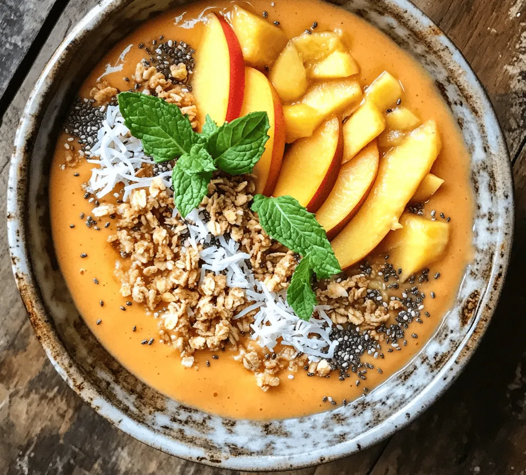 In the world of healthy eating, smoothie bowls have emerged as a vibrant and nutritious breakfast option that combines the creamy goodness of smoothies with the delightful experiences of a well-topped bowl. These delightful concoctions not only satisfy your taste buds but also serve as a canvas for a variety of toppings, offering endless opportunities for customization. Among the many delicious variations of smoothie bowls, the Luscious Peach Smoothie Bowl stands out with its refreshing flavor profile and impressive health benefits.