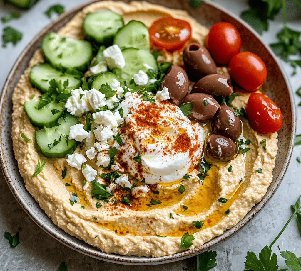 The Mediterranean diet is widely celebrated not only for its delicious flavors but also for its numerous health benefits. This dietary pattern emphasizes the consumption of whole grains, fresh fruits and vegetables, healthy fats, and lean proteins, making it a cornerstone of healthy eating. Among the myriad of dishes that embody the Mediterranean spirit, hummus stands out as a versatile, nutritious, and delicious option. Today, we’ll explore the recipe for Greek Style Loaded Hummus, a delightful twist on the traditional chickpea dip that is perfect for any occasion—whether it’s an appetizer at a dinner party, a healthy snack, or a flavorful addition to your meal prep.