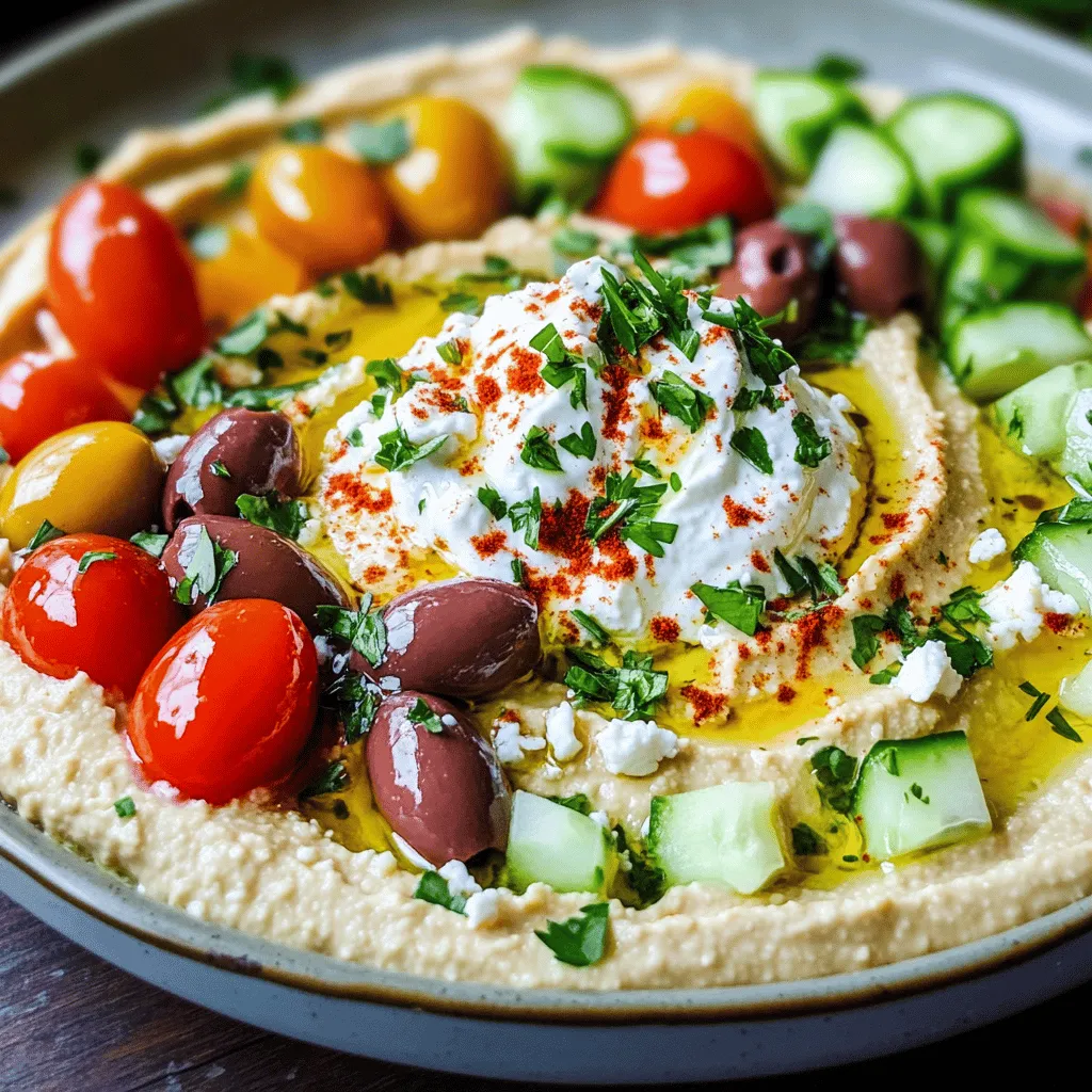 The Mediterranean diet is widely celebrated not only for its delicious flavors but also for its numerous health benefits. This dietary pattern emphasizes the consumption of whole grains, fresh fruits and vegetables, healthy fats, and lean proteins, making it a cornerstone of healthy eating. Among the myriad of dishes that embody the Mediterranean spirit, hummus stands out as a versatile, nutritious, and delicious option. Today, we’ll explore the recipe for Greek Style Loaded Hummus, a delightful twist on the traditional chickpea dip that is perfect for any occasion—whether it’s an appetizer at a dinner party, a healthy snack, or a flavorful addition to your meal prep.