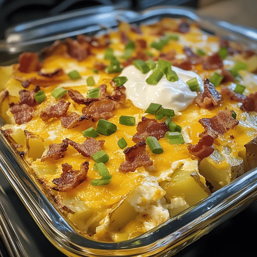 If you're on the hunt for a breakfast dish that perfectly balances indulgence and comfort, look no further than our Cheesy Bacon Potato Breakfast Casserole. This delightful recipe is ideal for brunch gatherings, festive holidays, or simply a hearty family breakfast. Imagine waking up to the rich aroma of crispy bacon and melted cheese wafting through your kitchen, promising a satisfying start to your day. This casserole combines the golden-brown goodness of potatoes, the savory crunch of bacon, and a blend of gooey cheeses, all enveloped in a creamy custard-like egg mixture.