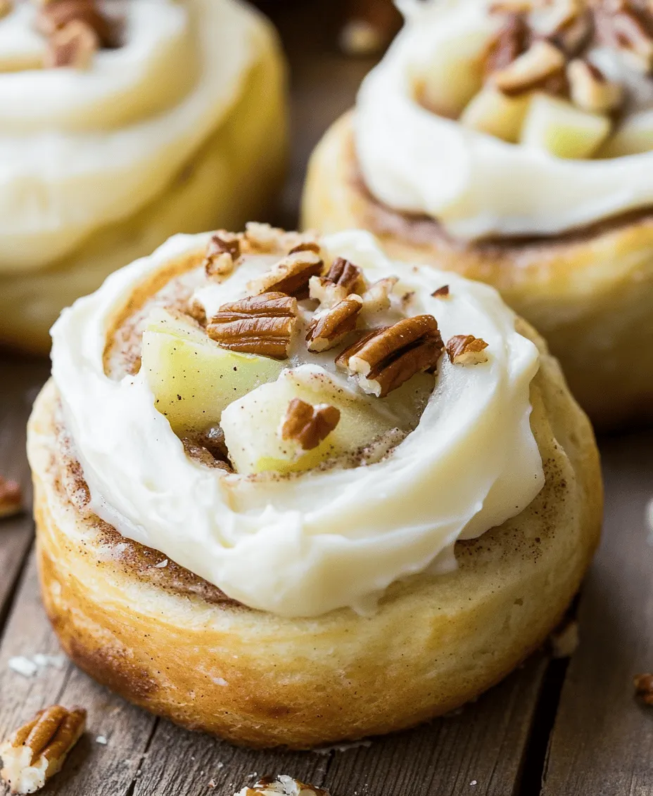 Cinnamon rolls have long held a special place in the hearts of home bakers and dessert lovers alike. Their delightful aroma wafting through the kitchen conjures memories of warm family gatherings, lazy Sunday mornings, and the comforting embrace of home. These sweet rolls are more than just a treat; they embody a sense of nostalgia, warmth, and indulgence. Today, we are excited to introduce you to a variation that elevates this classic to a whole new level: <strong>Irresistible Apple Cinnamon Rolls with Cream Cheese Frosting</strong>.” /></p>
</p>
<h3>Importance of Activating Yeast and Achieving the Right Dough Consistency</h3>
</p>
<p>Activating yeast is a crucial first step in any yeast-based recipe, including our irresistible apple cinnamon rolls. Yeast is a living organism that ferments sugars, producing carbon dioxide and alcohol, which causes the dough to rise. To activate yeast properly, it’s essential to use warm water, ideally between 100°F to 110°F (37°C to 43°C). If the water is too hot, it can kill the yeast, while water that is too cool may not activate it effectively.</p>
</p>
<p>Once the yeast is activated, you’ll want to focus on achieving the right dough consistency. The dough should be soft, pliable, and slightly tacky but not overly sticky. If the dough is too dry, your rolls may turn out dense; too wet, and they may spread out instead of rising. To test for the right consistency, you can perform the “windowpane test.” Take a small piece of dough and stretch it gently; if it forms a thin, translucent membrane without tearing, you’ve reached the perfect consistency.</p>
</p>
<h3>Tips on Kneading and Proofing for the Best Results</h3>
</p>
<p>Kneading is the process that develops gluten in the dough, providing structure and chewiness to the rolls. Knead the dough on a lightly floured surface for about 8-10 minutes until it becomes smooth and elastic. You can also use a stand mixer with a dough hook attachment for about 5-7 minutes, which makes the process easier and more efficient.</p>
</p>
<p>After kneading, the dough needs to proof, allowing it to rise and develop flavor. Place the dough in a lightly greased bowl, cover it with a clean kitchen towel or plastic wrap, and let it rise in a warm environment until it doubles in size. This usually takes about 1-2 hours, depending on the room temperature. A good way to check if it has risen enough is to gently poke it with your finger; if the indentation remains, it’s ready.</p>
</p>
<h3>Preparing the Filling</h3>
</p>
<p>The filling for these apple cinnamon rolls is where the magic truly happens, combining sweet, tender apples with warm spices. To maximize flavor, choose a mix of tart and sweet apples—Granny Smith and Honeycrisp are excellent choices. Peel, core, and finely chop the apples into small pieces to ensure they cook evenly and distribute well throughout the rolls.</p>
</p>
<p>To enhance the flavor, toss the chopped apples in a mixture of cinnamon, sugar, and a squeeze of lemon juice. The cinnamon adds warmth, while the lemon juice brightens the apple flavor, preventing it from becoming too cloying.</p>
</p>
<h3>Techniques to Ensure Even Distribution of the Filling</h3>
</p>
<p>When rolling out the dough, aim for a rectangular shape, about ¼ inch thick. Spread the apple filling evenly across the dough, leaving a small border around the edges to prevent spillage when rolling. You can use a spatula or your hands to help distribute the filling, ensuring that every bite will be filled with the delicious apple-cinnamon goodness.</p>
</p>
<h3>Assembling the Rolls</h3>
</p>
<p>Once the filling is in place, it’s time to roll the dough into a log. Start at one edge of the rectangle and roll it up tightly, ensuring that you don’t leave any gaps. A tight roll ensures that the filling stays intact and doesn’t ooze out during baking.</p>
</p>
<p>To seal the edges, pinch the dough together at the seam after rolling. This will keep the filling secure inside the rolls. Use a sharp knife or a piece of dental floss to cut the rolled dough into equal pieces, about 1 to 1.5 inches thick. When arranging the rolls in a baking dish, place them close together but not touching, as they will expand during the second proofing and baking.</p>
</p>
<h3>Baking the Rolls</h3>
</p>
<p>Preheat your oven to 350°F (175°C) before you start baking. The rolls should be proofed a second time for about 30 minutes, or until they puff up and fill the gaps in the baking dish.</p>
</p>
<p>When it’s time to bake, keep an eye on the rolls. They should be golden brown on top and firm to the touch. You can also check for doneness by inserting a toothpick into the center of one of the rolls; if it comes out clean or with a few crumbs, they are ready.</p>
</p>
<p>Allow the rolls to cool in the pan for about 10-15 minutes before frosting. This cooling period helps to set the rolls and makes them easier to handle without the risk of melting the frosting.</p>
</p>
<h3>Preparing the Cream Cheese Frosting</h3>
</p>
<p>A rich cream cheese frosting is the perfect finishing touch for these apple cinnamon rolls. Start with softened cream cheese and butter, blending them together until smooth and creamy. Gradually add powdered sugar to achieve your desired sweetness and consistency. A splash of vanilla extract will elevate the flavor, making it irresistible.</p>
</p>
<p>If your frosting is too thick, you can adjust the consistency by adding milk, a tablespoon at a time, until it reaches the perfect spreading consistency. This frosting should be thick enough to hold its shape but smooth enough to spread easily over the warm rolls.</p>
</p>
<h3>Serving Suggestions and Variations</h3>
</p>
<p>These apple cinnamon rolls are best enjoyed warm, straight from the oven. They pair wonderfully with a hot cup of coffee, a glass of milk, or even a warm chai latte. For a delightful dessert, serve them with a scoop of vanilla ice cream or a drizzle of caramel sauce.</p>
</p>
<p>Variations of this recipe can include different frostings, such as a simple vanilla glaze or a maple-flavored icing. You might consider adding chopped pecans or walnuts into the filling for added crunch, or even a sprinkle of nutmeg or cardamom alongside the cinnamon for a fragrant twist.</p>
</p>
<p>For breakfast, serve the rolls with fresh fruit or a side of yogurt for a balanced meal. Alternatively, they can be enjoyed as a sweet treat any time of the day.</p>
</p>
<h3>Storage and Reheating Tips</h3>
</p>
<p>If you have any leftover apple cinnamon rolls, store them in an airtight container at room temperature for up to two days. For longer storage, consider refrigerating them, where they will last for about a week. You can also freeze the rolls before frosting them. Wrap each roll tightly in plastic wrap and place them in a freezer-safe bag. They can be frozen for up to three months.</p>
</p>
<p>When you’re ready to enjoy them, simply thaw in the refrigerator overnight, then warm them in the oven at 350°F (175°C) for about 10 minutes. This will help restore their soft, fluffy texture while warming them through.</p>
</p>
<h3>Conclusion</h3>
</p>
<p>Making homemade apple cinnamon rolls from scratch is a delightful experience that fills your kitchen with warm, comforting aromas. The combination of tender dough, sweet apples, and creamy frosting creates a treat that is simply irresistible. Whether you’re serving them for breakfast, dessert, or a special occasion, these rolls are sure to impress family and friends alike.</p>
</p>
<p>Don’t hesitate to try this recipe and savor the comforting flavors that come from baking with love. The joy of sharing homemade goods is unmatched, and each roll is a delicious reminder of the warmth of home and the satisfaction of a job well done. Enjoy the process, share with loved ones, and relish every bite of your delightful apple cinnamon rolls. Happy baking!</p>
<div id=