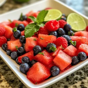 As the temperatures rise and the sun shines brighter, there’s nothing quite like a refreshing fruit salad to cool you down and satisfy your cravings. Enter the "Refreshing Watermelon Berry Bliss," a vibrant and delicious fruit salad that combines juicy watermelon, sweet strawberries, tangy blueberries, and tart raspberries into a delightful medley. This dish is not just a feast for the eyes; it’s a celebration of summer’s bounty, showcasing the importance of using fresh, seasonal ingredients that capture the essence of the warm months.