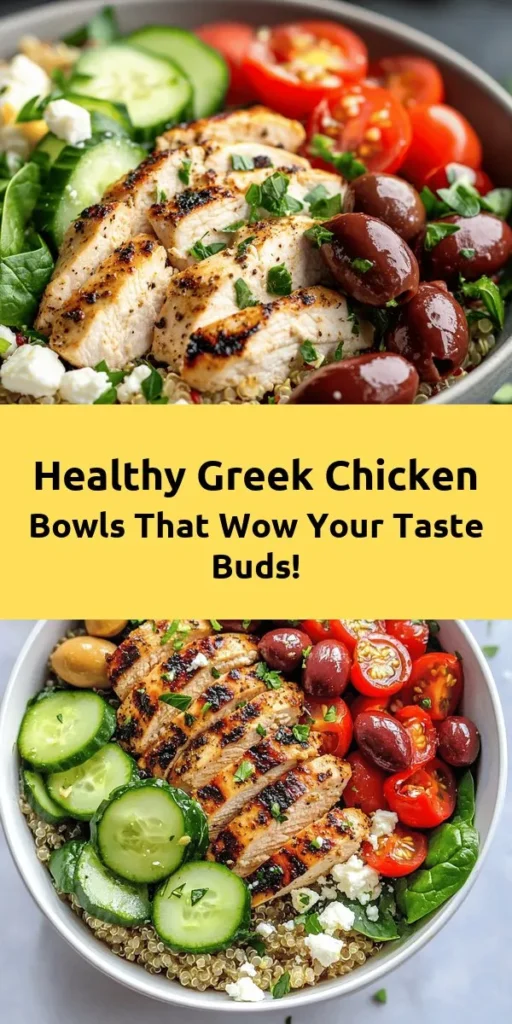Looking for a delicious and healthy meal? Try these Mediterranean Marvel Greek Chicken Bowls! Packed with flavor from grilled chicken, fresh veggies, and a zesty lemon dressing, this recipe is perfect for a quick lunch or dinner. Featuring protein-rich chicken, nutritious quinoa or brown rice, and a sprinkle of feta and olives, it’s a wholesome dish that's easy to make in just 30 minutes. Perfect for meal prep or a vibrant weeknight dinner!