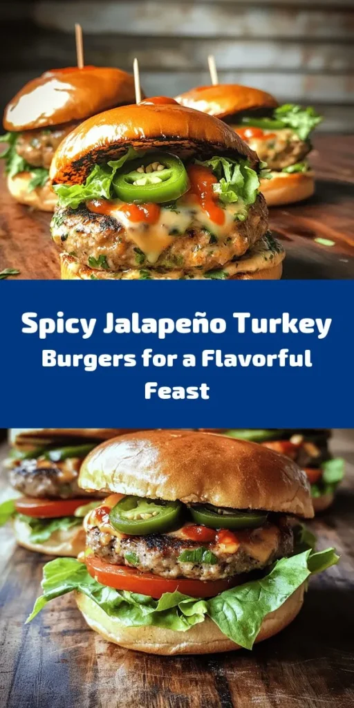 Spice up your burger night with these delicious Spicy Jalapeño Turkey Burgers! Made with ground turkey, fresh jalapeños, and melted Monterey Jack cheese, these juicy patties pack a flavorful punch. Perfect for grilling or skillet cooking, they’re easy to make and ready in just 25 minutes. Top them with crispy lettuce, fresh tomatoes, and creamy avocado for a tasty twist. Enjoy with sweet potato fries or a fresh salad for a complete meal!