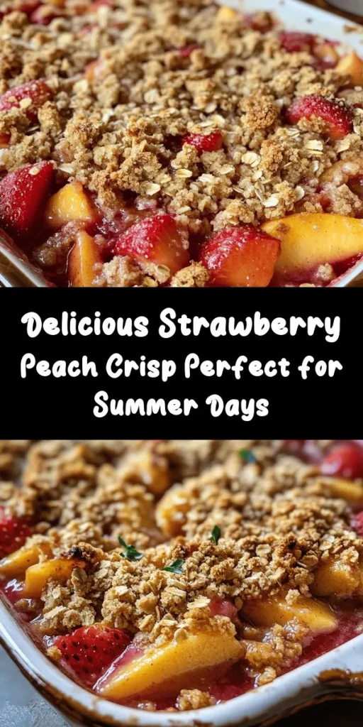 Treat yourself to a delightful Sweet Summer Strawberry Peach Crisp, the perfect blend of juicy strawberries and succulent peaches topped with a crunchy oat mixture. This easy recipe comes together in just 15 minutes and is baked to golden perfection. Once out of the oven, it's irresistible warm with a scoop of vanilla ice cream. Ideal for summer gatherings or a cozy dessert at home, this crisp will surely be a new favorite! Enjoy every delicious bite!