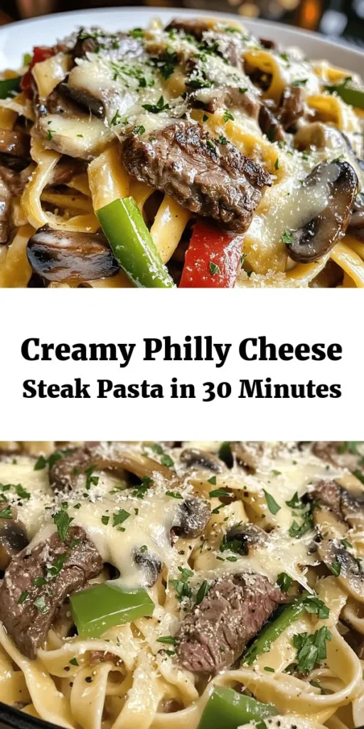 Dive into this creamy Philly Cheese Steak Pasta Delight, a mouthwatering twist on the classic sandwich! With tender beef sirloin, sautéed vegetables, and rich cheeses enveloping fettuccine or penne, this dish is a comfort food dream. Perfect for a weeknight dinner, it comes together in just 30 minutes. Enjoy every cheesy bite topped with fresh parsley for a pop of color. Your family will ask for seconds!