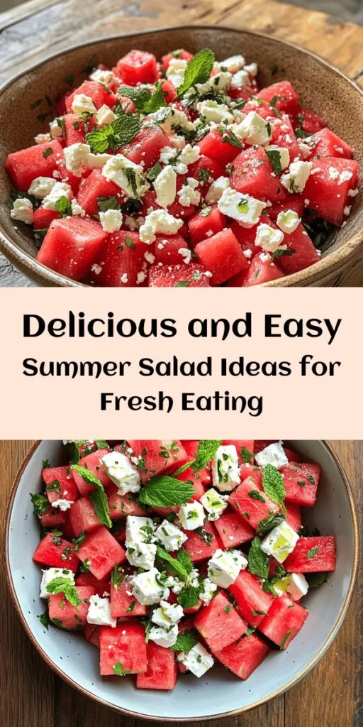 Beat the summer heat with these vibrant and refreshing salad recipes! From the sweet and tangy Watermelon Feta Salad to the hearty Grilled Peach and Quinoa Salad, there's something for every palate. Enjoy the crunch of Cucumber and Avocado Salad, dive into the flavor-packed Tropical Mango and Black Bean Salad, or indulge in a classic Greek Salad. Perfect as sides or main dishes, these salads are quick to prepare and bursting with freshness!