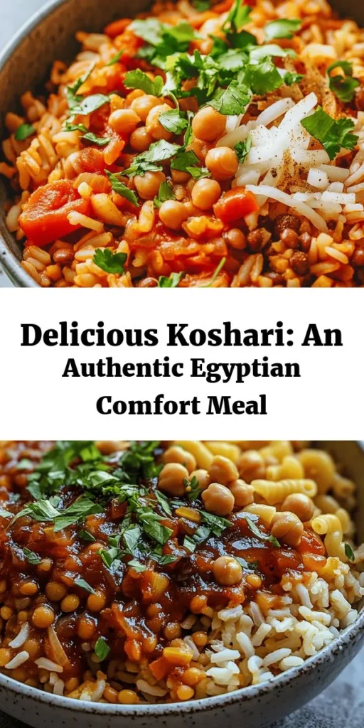 Dive into the vibrant flavors of Egypt with this delicious Koshari recipe! This hearty dish combines lentils, rice, and elbow macaroni, all topped with a rich tomato sauce seasoned with aromatic spices. Perfect for a filling meal, Koshari is not only delicious but also packed with nutrients. Serve it with a splash of vinegar and a dash of hot sauce for the perfect kick. Gather your ingredients and bring the taste of Egypt to your table today!