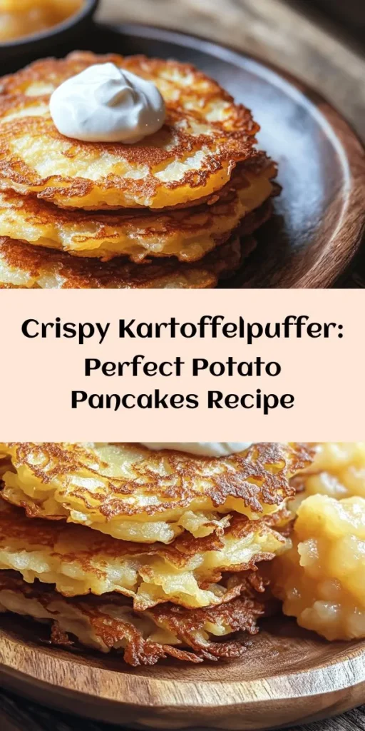 Discover the delicious crunch of Crispy Kartoffelpuffer, a traditional German potato pancake that's perfect for any meal! Made with simple ingredients like russet potatoes, onion, and a touch of garlic, these golden bites are fried to perfection for an irresistible texture. Serve them hot with a dollop of sour cream or applesauce for a delightful contrast. This recipe is sure to impress your family and friends—ideal for gatherings or a cozy dinner at home!