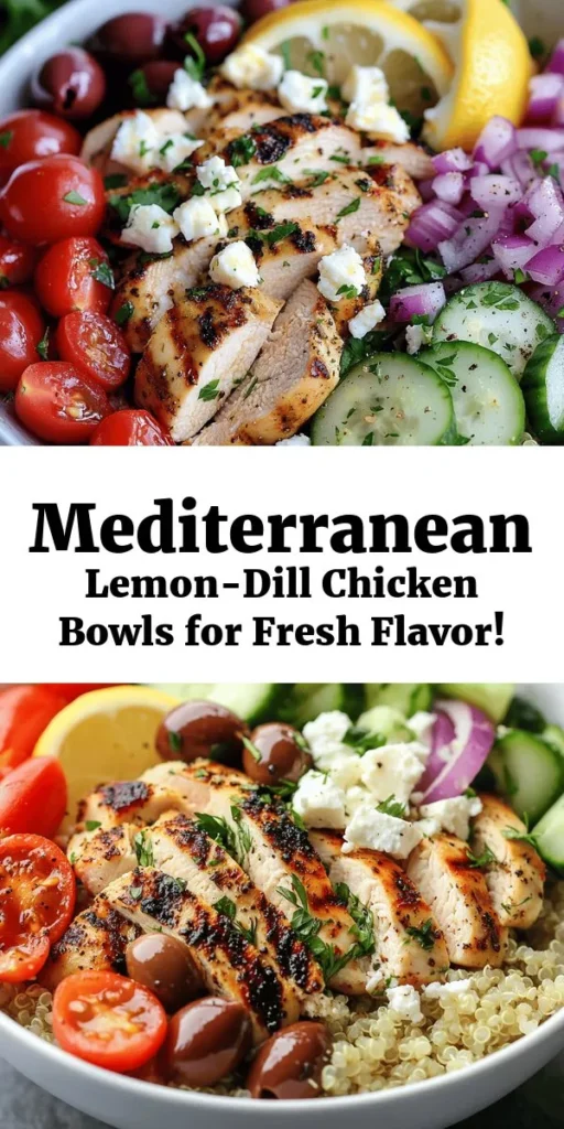 Brighten up your dinner routine with these Mediterranean-Inspired Lemon-Dill Chicken Bowls! Juicy grilled chicken marinated in a zesty lemon-dill sauce is paired with fluffy quinoa or couscous, fresh veggies, and a sprinkle of feta. Perfect for meal prep or a quick weeknight meal, this dish is not only delicious but also packed with flavor and nutrients. Enjoy a taste of the Mediterranean with every bite! 🍋🌿